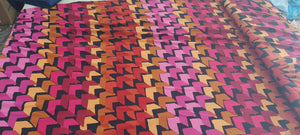 Fabric by the Yard- fucia orange and brown zig print (stretchy)