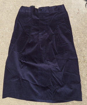 Modest Child front pleat skirt in dark navy Corduroy -size Large 