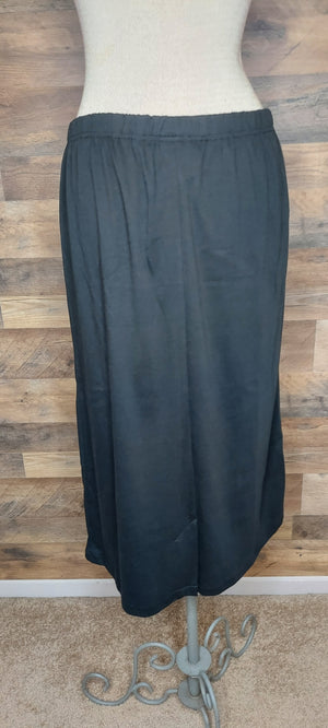 Long Straight Knit Skirt With Kick Pleat-XLarge Navy 37" Length