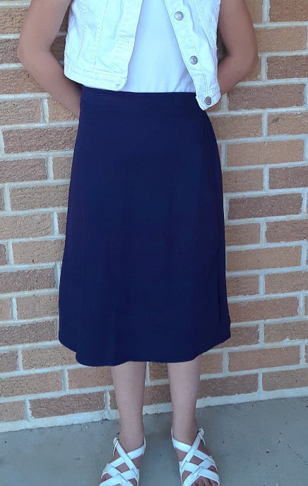 Ponte Knit straight skirt -Navy Calf Length SALE