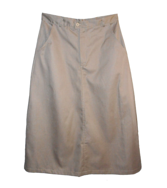 Long twill uniform skirt with pockets