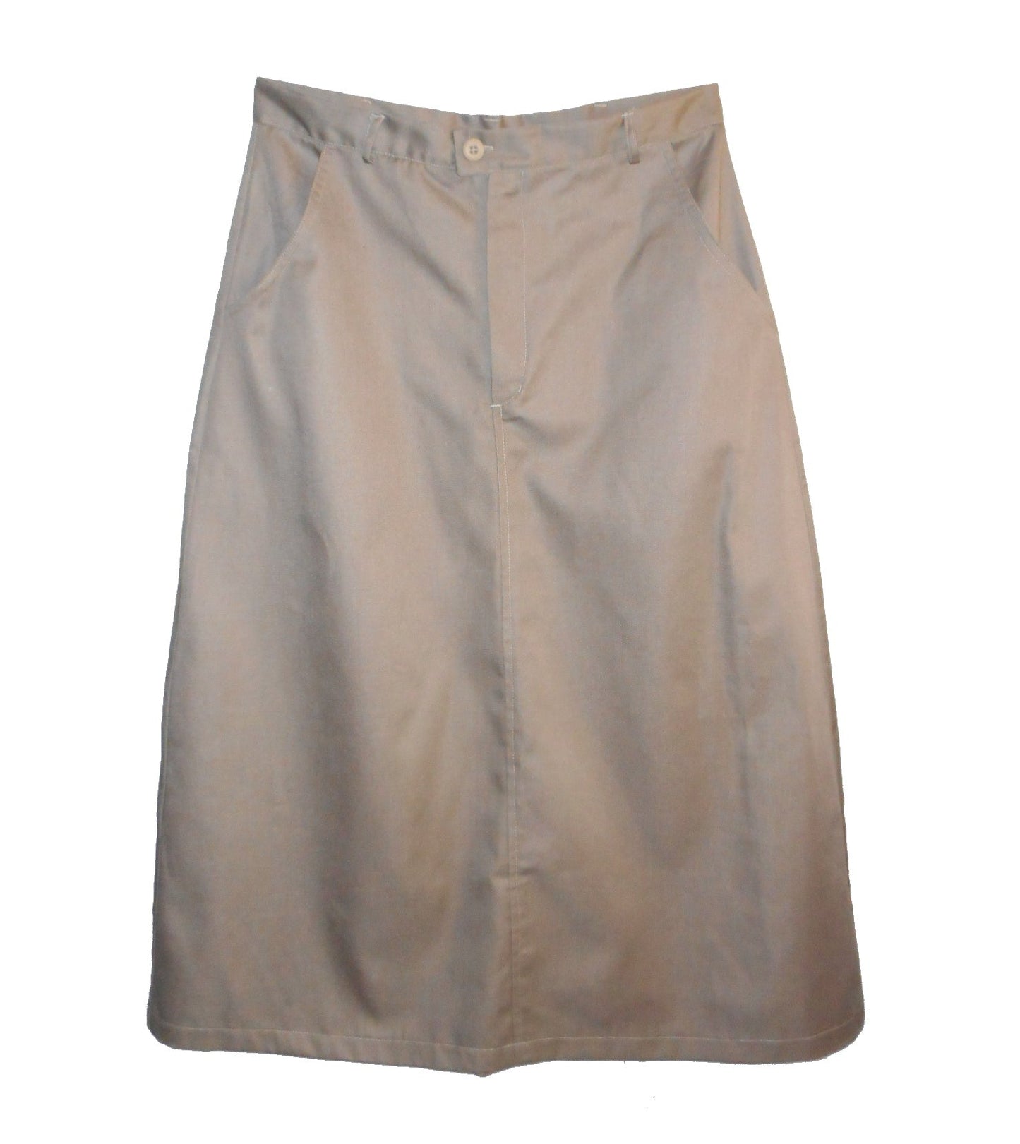 Long twill uniform skirt with pockets