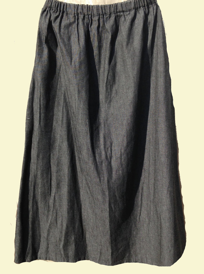Ankle Length Modest Elastic Waist Denim Skirt No Slit Sizes Small-2XL