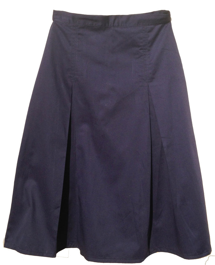 Pleated School Uniform Skirt with back elastic-navy gaberdine