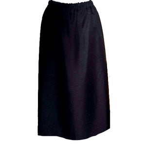 black knit skirt with kick pleat