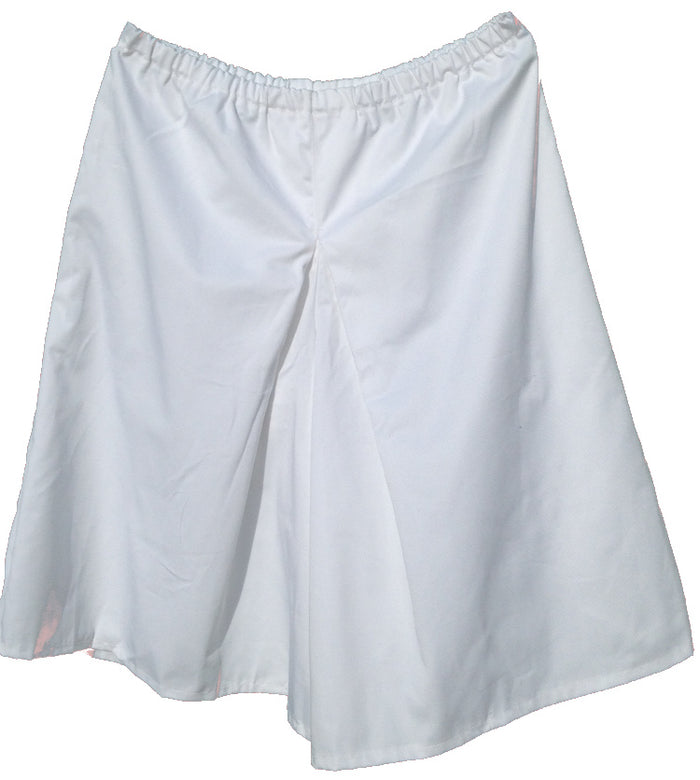 Elastic Waist Inverted Box Pleat Culottes-White Small