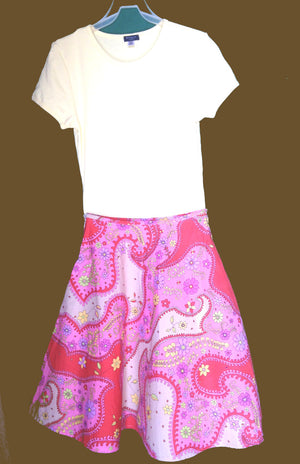 Pink orange and yellow paisley skirt with yellow top