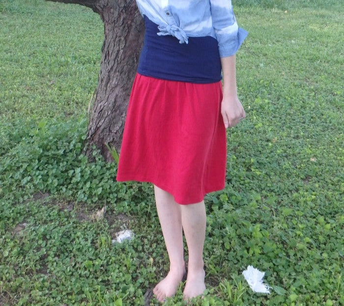 Toddler Long Elastic Waist A-Line Knit Skirt - No Slit