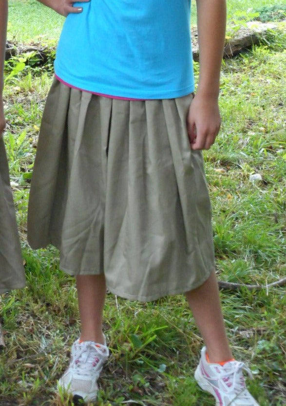 Girls Full Pleated Culotte in Denim or Solid