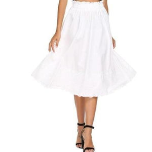Ruffle Waist A-Line Pleated Patchwork Lace Skirt