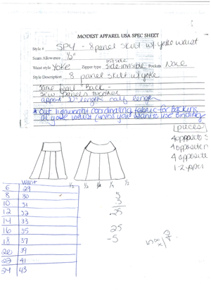 PATTERN for Modest Denim Panel Skirt With Yoke Waist