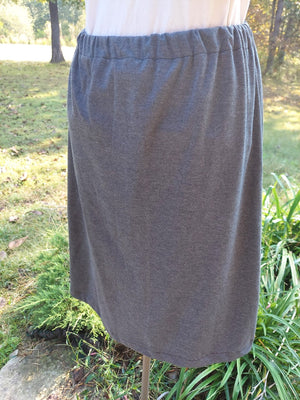 A-line Knit Skirt No Slit -below the knee length Medium charcoal and Navy