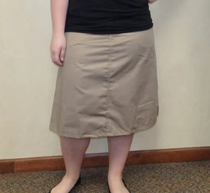 Adult Calf Length Twill Uniform Skirt with pockets-Size 24 khaki