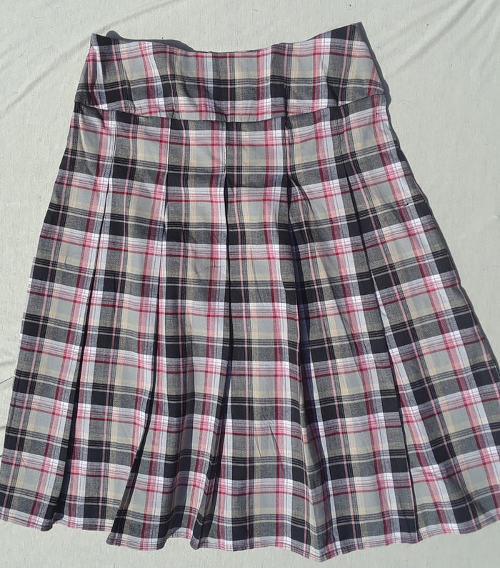 Pink Plaid Pleated Skirt with yoke waist size 12
