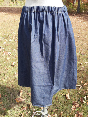 Western Style Denim Skirt-Calf Length