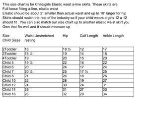 PATTERN for Girls Calf length Twill , floral or denim Skirt