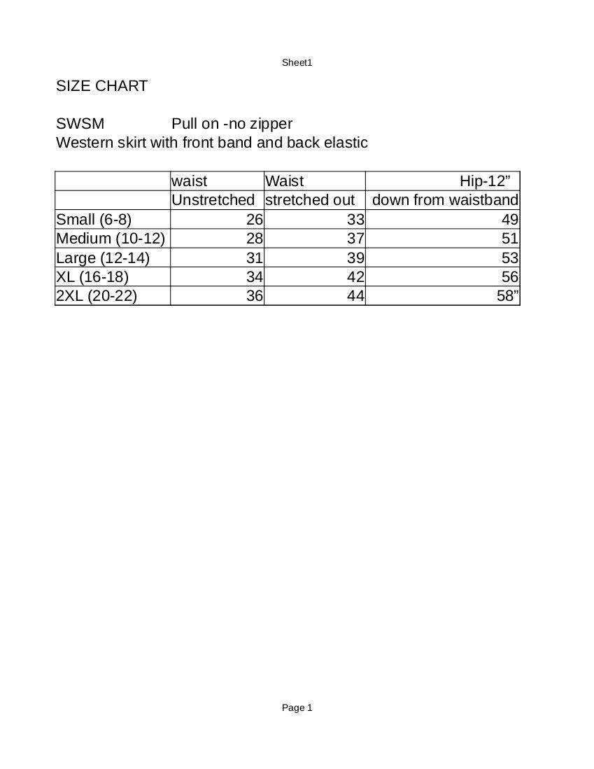 Western Style twill Skirt-Ankle Legth