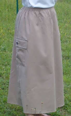 Long Elastic Waist A-Line Twill Cargo Skirt-Ankle Length 1XL-4XL