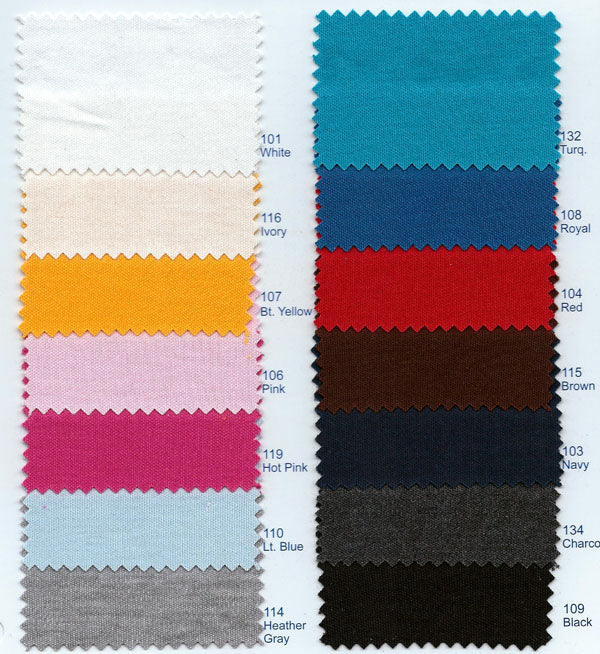 Interlock knit color chart