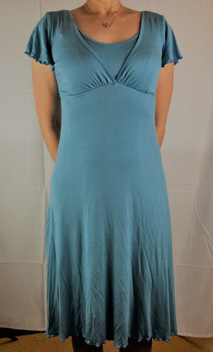blue v-neck dress
