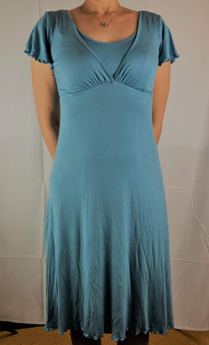 Modest Nursing Blue Knee length v-neck dress