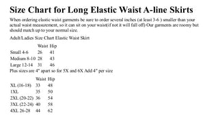 size chart for elastic waist skirts