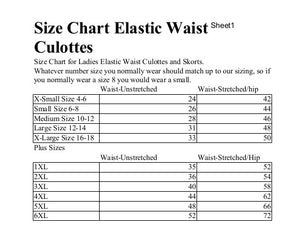 size chart for elastic waist culottes