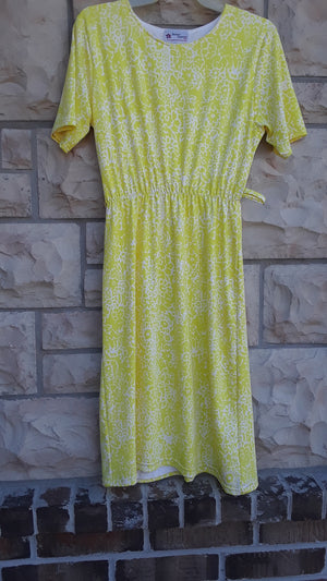Yellow print knit dress size Small