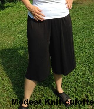Ladies Knit Culottes Split Skirt - Elastic Waist- Calf Length 28" XS-XL