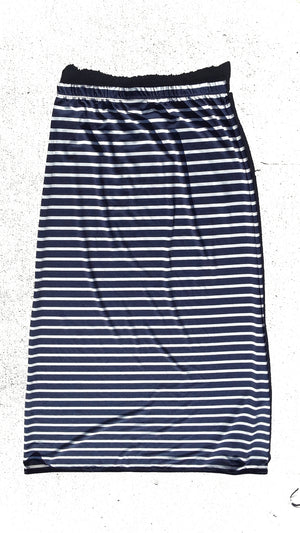Navy and white striped skirt - Maxi or knee length